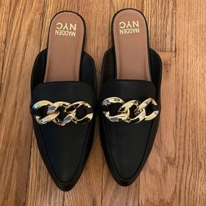 Madden NYC Women’s Gold Chain Almond Toe Mule